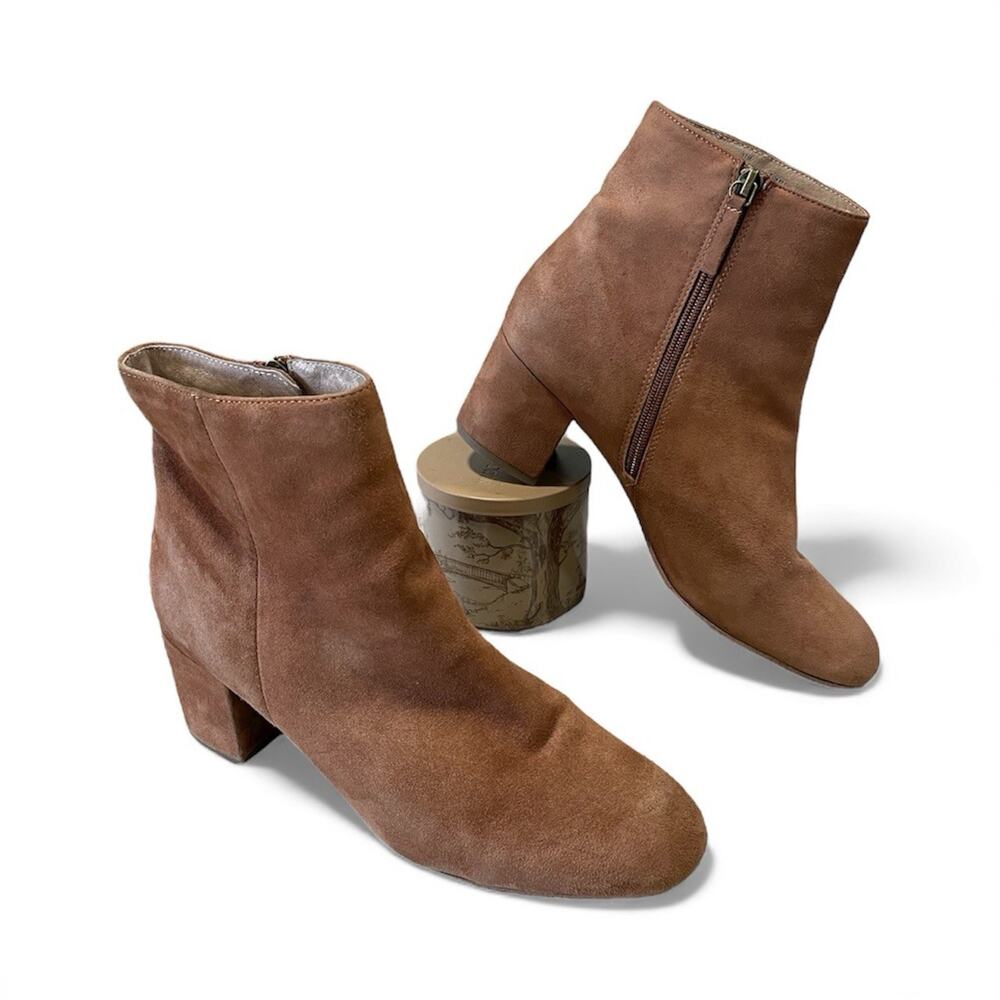 Halogen 'Cori' Round Toe Bootie, Rust Colored Suede, Womens Size 11 Side Zipper